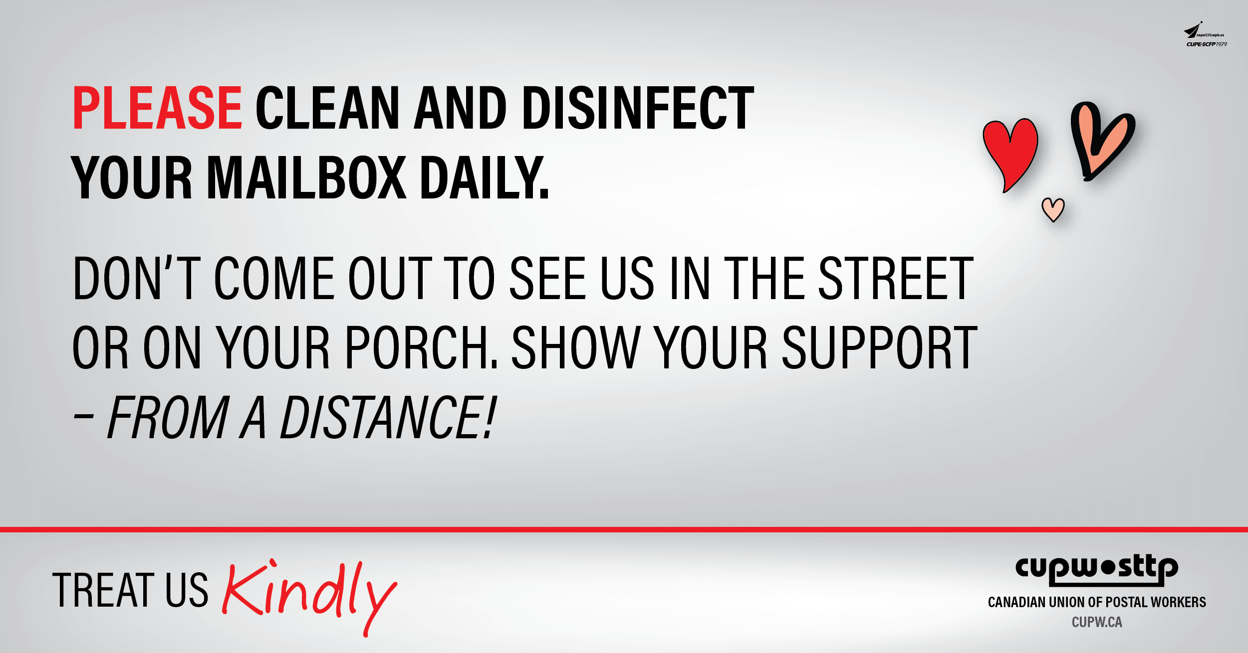 Please clean and disinfect your mailbox daily